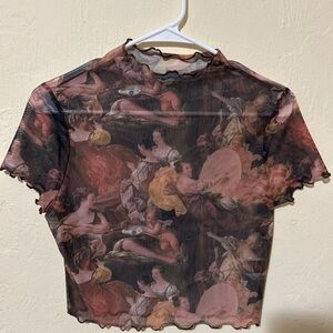 Elegant Sheer Artistic Print Top